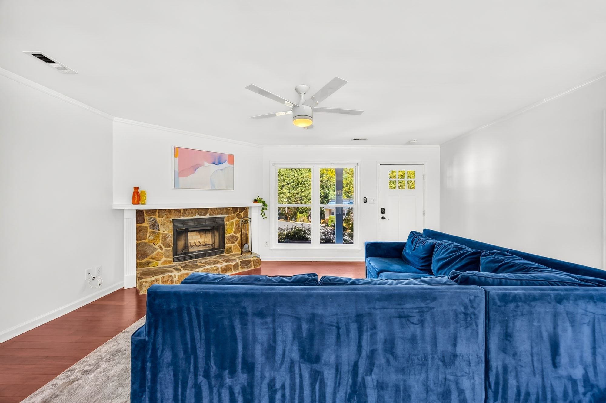 Living room with fireplace in a Charlotte home