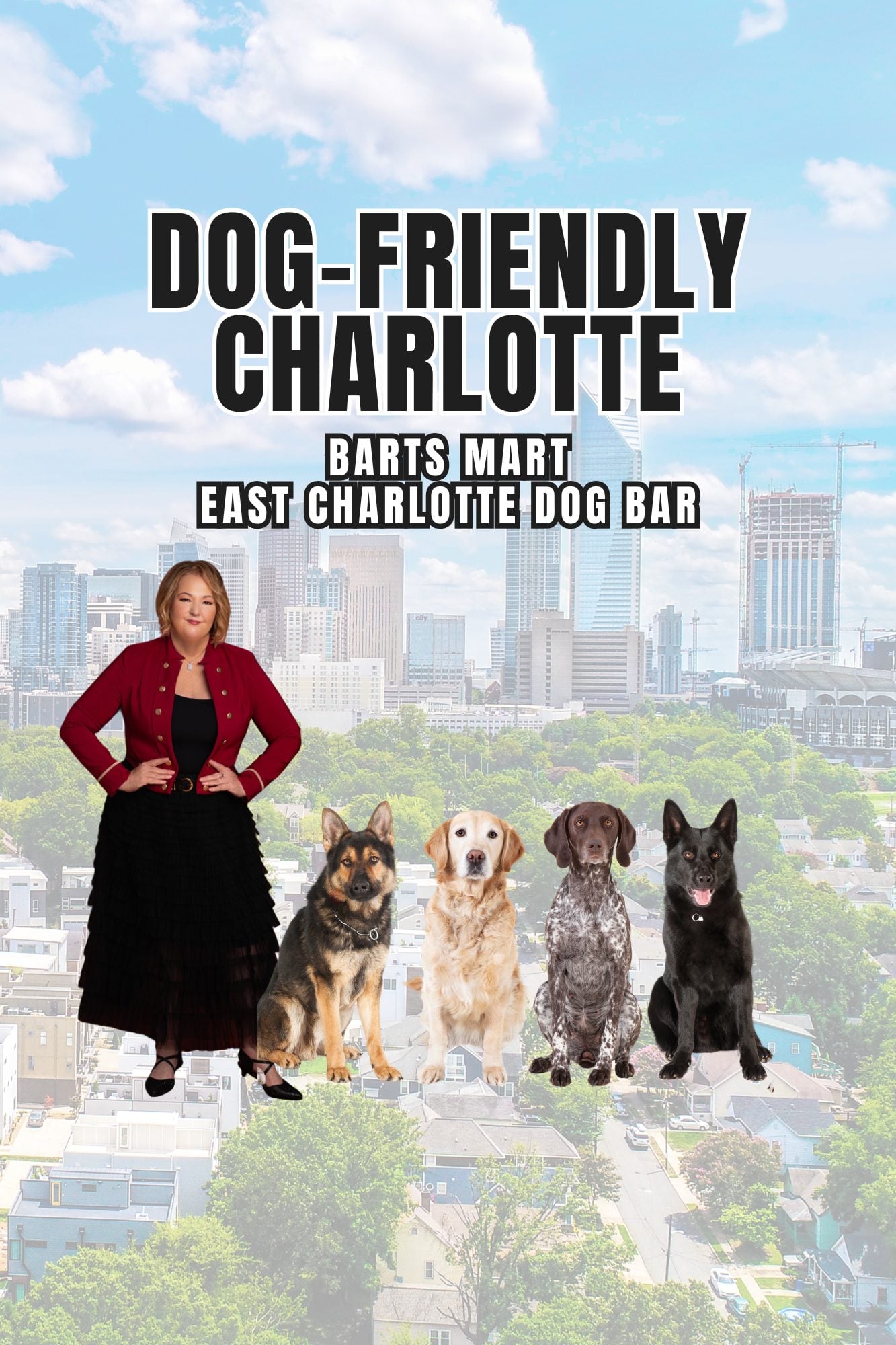 Maureen Mahood with rescue dogs, Dog-Friendly Charlotte