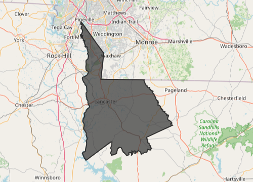 Map of Lancaster County, SC