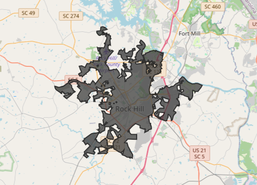 Map of Rock Hill, SC