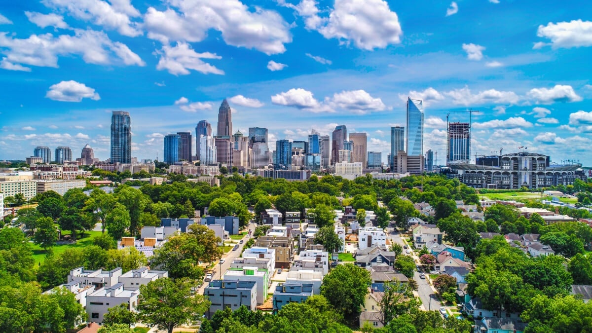 Blue skies and city vibes in Charlotte