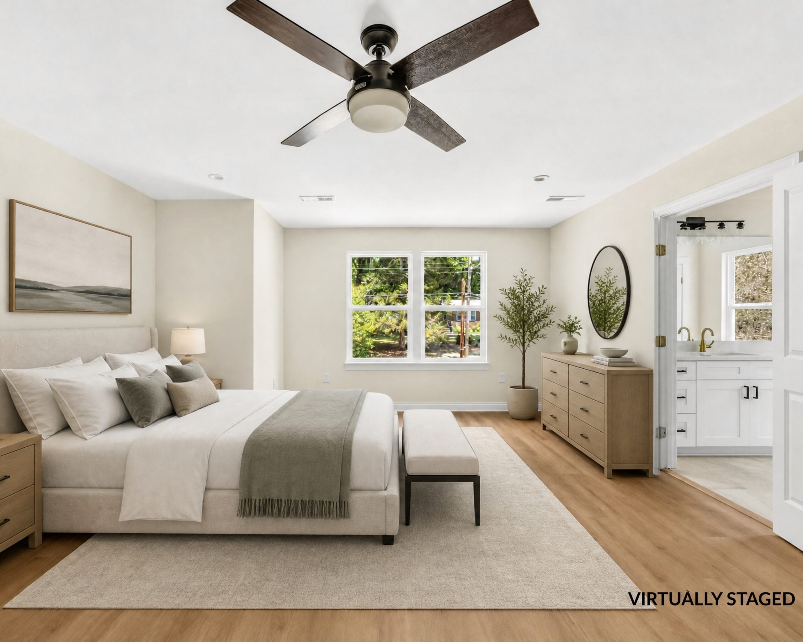 Primary bedroom — virtually staged